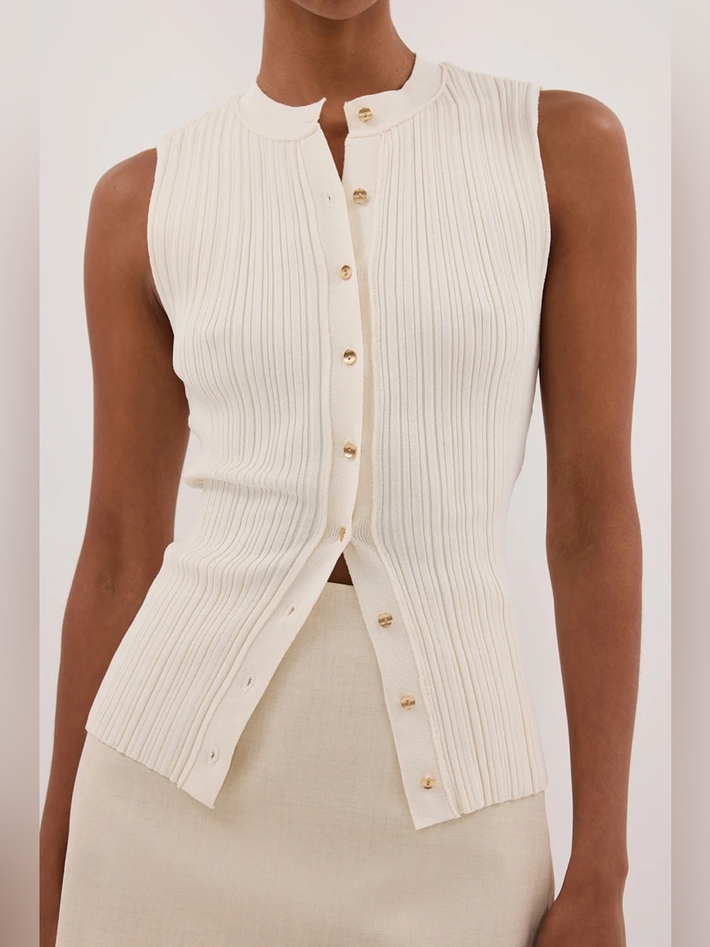 DISHH • NWT Jasmine Plaster Knit Top sleeveless cream - XXL